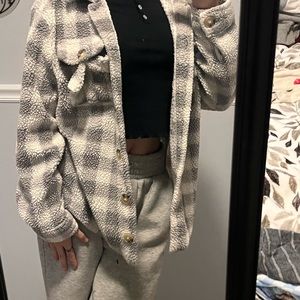 Kids white and grey fuzzy jacket